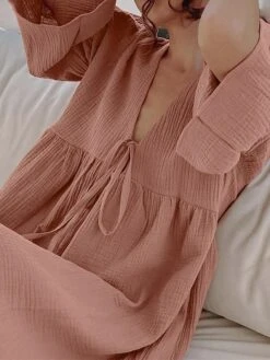 Women's Casual Dress Cotton Dress Swing Dress Mini Dress Cotton Fashion Modern Outdoor Daily Holiday V Neck Lace Up Ruched 3/4 Length Sleeve Fall Winter Autumn 2023 Loose Fit Light Green Blue Purple 30 Women's Casual Dress Cotton Dress Swing Dress Mini Dress Cotton Fashion Modern Outdoor Daily Holiday V Neck Lace Up Ruched 3/4 Length Sleeve Fall Winter Autumn 2023 Loose Fit Light Green Blue Purple -HAYz Clothing Shop aatbdw1692961108874