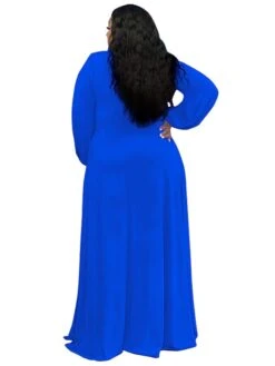 Women‘s Plus Size Curve Easter Dress V Neck Vacation Dress Solid Color Long Sleeve Winter Fall Stylish Casual Maxi Dress Holiday Date Dress Black Dress -HAYz Clothing Shop abzkef1644568631954