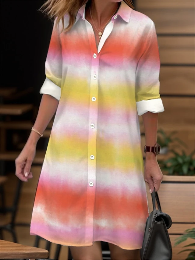 Women's Shirt Dress Casual Dress Midi Dress Outdoor Daily Date Polyester Fashion Modern Shirt Collar Button Pocket Long Sleeve Fall Winter 2023 Loose Fit Pink Purple Striped Ombre S M L XL 2XL 1 Women's Shirt Dress Casual Dress Midi Dress Outdoor Daily Date Polyester Fashion Modern Shirt Collar Button Pocket Long Sleeve Fall Winter 2023 Loose Fit Pink Purple Striped Ombre S M L XL 2XL