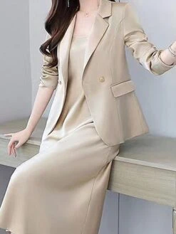 Women's Two Piece Dress Set Work Dress Skirt Set Formal Office Streetwear Elegant Button Pocket Midi Dress Shirt Collar Long Sleeve Plain Regular Fit Black Purple Beige Fall Winter M L XL XXL 3XL 15 Women's Two Piece Dress Set Work Dress Skirt Set Formal Office Streetwear Elegant Button Pocket Midi Dress Shirt Collar Long Sleeve Plain Regular Fit Black Purple Beige Fall Winter M L XL XXL 3XL -HAYz Clothing Shop adczow1694498845001