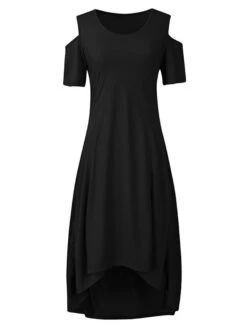 Women‘s Plus Size Curve Holiday Dress Solid Color Crew Neck Short Sleeve Fall Spring Elegant Casual Maxi Long Dress Daily Holiday Dress -HAYz Clothing Shop adhbcf1658973740846