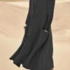 Women's Casual Dress Cotton Linen Dress Swing Dress Maxi Long Dress Linen Cotton Blend Classic Casual Winter Dress Daily Weekend Crew Neck Pocket Long Sleeve Summer Spring Fall 2023 Loose Fit Black