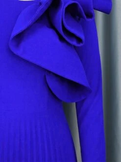 Women's Plus Size Curve Party Dress Work Dress Swing Dress Plain Long Dress Maxi Dress Long Sleeve Pleated Ruffle Crew Neck Fashion Party Blue Fall Winter XL XXL 3XL 4XL -HAYz Clothing Shop agmhvd1694425972789