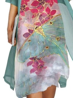 Women‘s Plus Size Curve Casual Dress Dress Set Two Piece Dress Floral Midi Dress Half Sleeve Print V Neck Fashion Daily Green Summer Spring L XL XXL 3XL 4XL -HAYz Clothing Shop ahazms1679394356256