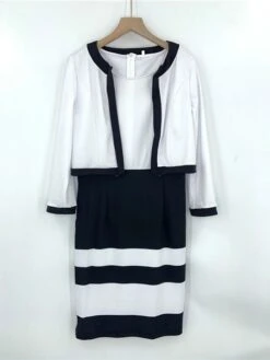 Women's Dress Set Two Piece Dress Sheath Dress Knee Length Dress Black Long Sleeve Striped Print Fall Winter Autumn Crew Neck Stylish Winter Dress Fall Dress 2023 S M L XL XXL 3XL 4XL 5XL -HAYz Clothing Shop ahbvcc1639992409735