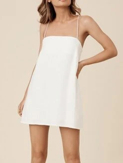 Women's Casual Dress Cotton Linen Dress Shift Dress Mini Dress Cotton Blend Fashion Modern Outdoor Daily Vacation Spaghetti Strap Backless Pocket Sleeveless Summer Spring 2023 Regular Fit Black White -HAYz Clothing Shop aiyhvj1681213057409