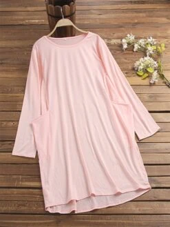 Women‘s Plus Size Curve T Shirt Dress Tee Dress Plain Crew Neck Long Sleeve Fall Winter Hot Knee Length Dress Casual Daily Dress 15 Women‘s Plus Size Curve T Shirt Dress Tee Dress Plain Crew Neck Long Sleeve Fall Winter Hot Knee Length Dress Casual Daily Dress -HAYz Clothing Shop ajecah1626678904060