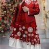 Women's Plus Size Curve Christmas Dress Casual Dress Dress Set Snowflake Midi Dress Long Sleeve Print Crew Neck Fashion Outdoor Wine Fall Winter L XL XXL 3XL 4XL
