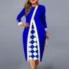 Women‘s Plus Size Curve Party Dress Plaid Crew Neck Print Long Sleeve Winter Fall Elegant Prom Dress Midi Dress Formal Party Dress