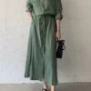 Women's Shirt Dress Casual Dress Maxi Long Dress Outdoor Daily Date Polyester Fashion Classic Shirt Collar Button Pocket Long Sleeve Fall Winter 2023 Loose Fit ArmyGreen Black Brown Pure Color S M L