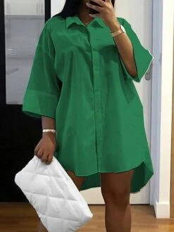 Women‘s Plus Size Curve Shirt Dress Solid Color Shirt Collar Long Sleeve Fall Spring Basic Casual Short Mini Dress Casual Daily Dress 17 Women‘s Plus Size Curve Shirt Dress Solid Color Shirt Collar Long Sleeve Fall Spring Basic Casual Short Mini Dress Casual Daily Dress -HAYz Clothing Shop amramt1646132165610