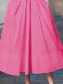 Women's Casual Dress Cotton Linen Dress Swing Dress Midi Dress Cotton Blend Fashion Modern Outdoor Daily Shirt Collar Button Pocket Half Sleeve Summer Spring Fall 2023 Regular Fit Rose Red Plain S M -HAYz Clothing Shop amtvok1684118323801