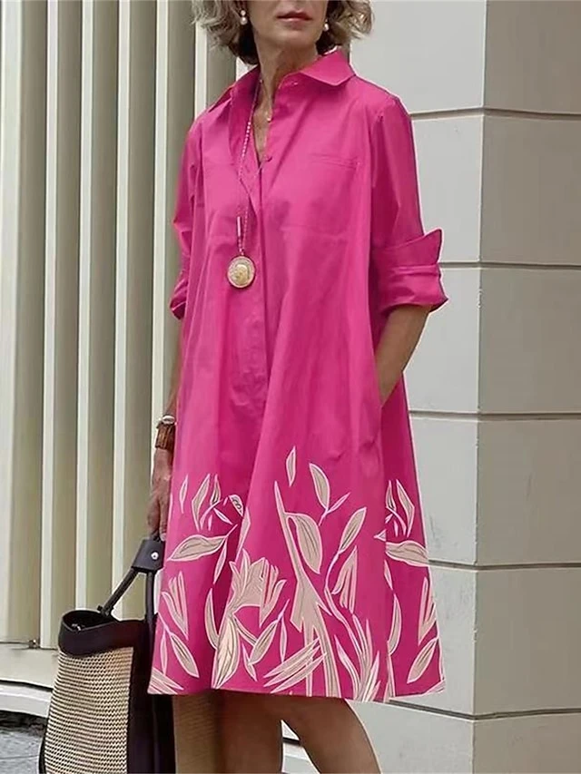 Women's Shirt Dress Casual Dress Midi Dress Outdoor Vacation Polyester Classic Casual Shirt Collar Pocket Long Sleeve Summer Spring Fall 2023 Loose Fit Yellow Dark Pink Red Polka Dot Color Block S M 6 Women's Shirt Dress Casual Dress Midi Dress Outdoor Vacation Polyester Classic Casual Shirt Collar Pocket Long Sleeve Summer Spring Fall 2023 Loose Fit Yellow Dark Pink Red Polka Dot Color Block S M - Image 6