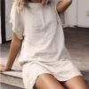 Women's Casual Dress Cotton Linen Dress T Shirt Dress Tee Dress Mini Dress Cotton Blend Basic Casual Outdoor Daily Crew Neck Slim Short Sleeve Summer Spring 2023 Regular Fit Black Yellow Red Pure