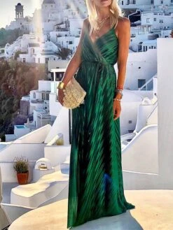 Women's Long Dress Maxi Dress Party Dress Casual Dress Swing Dress Plain Fashion Casual Outdoor Daily Holiday Ruched Sleeveless Strap Dress Loose Fit Dark Green Purple Dark Blue Spring S M L XL -HAYz Clothing Shop aqzfcc1678435807625