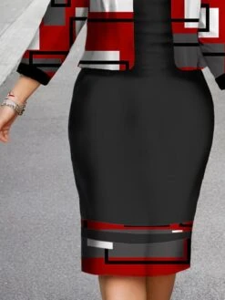 Women's Christmas Plus Size Curve Casual Dress Dress Set Two Piece Dress Geometric Plaid Midi Dress Long Sleeve Print Crew Neck Fashion Outdoor Black Fall Winter L XL XXL 3XL 4XL -HAYz Clothing Shop arimgd1696844864642