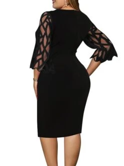 Women‘s Plus Size Curve Party Dress Floral Crew Neck Print 3/4 Length Sleeve Spring Fall Prom Dress Midi Dress Date Vacation Dress -HAYz Clothing Shop ariyet1628576322169