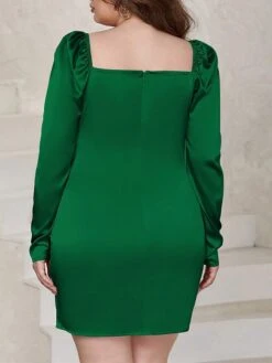 Women‘s Plus Size Curve Party Dress Cocktail Dress Satin Dress Mini Dress Green Long Sleeve Pure Color Ruched Fall Winter Autumn Square Neck Fashion Birthday Wedding Guest Vacation 2023 XL XXL 3XL 7 Women‘s Plus Size Curve Party Dress Cocktail Dress Satin Dress Mini Dress Green Long Sleeve Pure Color Ruched Fall Winter Autumn Square Neck Fashion Birthday Wedding Guest Vacation 2023 XL XXL 3XL -HAYz Clothing Shop atzmpi1692171850829