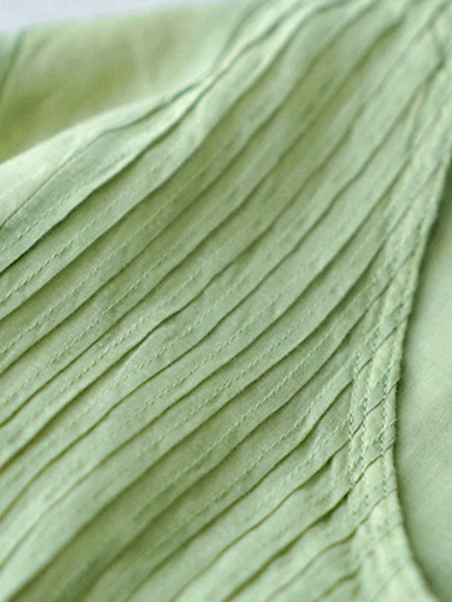 Women's Casual Dress Cotton Linen Dress White Dress Midi Dress Cotton Blend Basic Casual Outdoor Vacation V Neck Ruched Half Sleeve Summer Spring Fall 2023 Loose Fit White Green Apricot Pure Color M 9 Women's Casual Dress Cotton Linen Dress White Dress Midi Dress Cotton Blend Basic Casual Outdoor Vacation V Neck Ruched Half Sleeve Summer Spring Fall 2023 Loose Fit White Green Apricot Pure Color M - Image 9