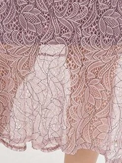 Women's Plus Size Prom Dress Party Dress Lace Dress Midi Dress Pink Short Sleeve Pure Color Lace Spring Fall Winter Off Shoulder Fashion Birthday Evening Party Wedding Guest 2023 XL XXL 3XL 4XL -HAYz Clothing Shop awgxvw1693535469971