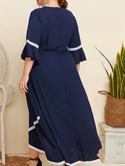 Women's Plus Size Curve Casual Dress Swing Dress A Line Dress Plain Long Dress Maxi Dress 3/4 Length Sleeve Patchwork Plus High Low Crew Neck Fashion Outdoor Dark Blue Fall Winter XL XXL 3XL 4XL 14 Women's Plus Size Curve Casual Dress Swing Dress A Line Dress Plain Long Dress Maxi Dress 3/4 Length Sleeve Patchwork Plus High Low Crew Neck Fashion Outdoor Dark Blue Fall Winter XL XXL 3XL 4XL -HAYz Clothing Shop awmgys1695266919447
