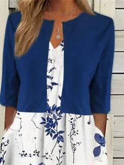 Women's Two Piece Dress Set Casual Dress Print Dress Daily Vacation Fashion Elegant Pocket Print Midi Dress Crew Neck Half Sleeve Floral Regular Fit Black Navy Blue Green Summer Spring S M L XL XXL -HAYz Clothing Shop axzyyu1681871439896