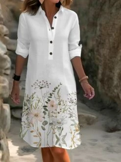 Women's Shirt Dress Casual Dress Cotton Linen Dress Midi Dress Polyester Fashion Casual Daily Outdoor Daily Vacation Shirt Collar Button Pocket Long Sleeve Summer Spring Fall 2023 Loose Fit Light -HAYz Clothing Shop ayhjlc1691067622218