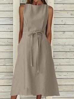 Women's Casual Dress Cotton Linen Dress A Line Dress Midi Dress Cotton And Linen Basic Classic Outdoor Daily Vacation Crew Neck Lace Up Sleeveless Summer Spring 2023 Regular Fit Navy Blue Orange 11 Women's Casual Dress Cotton Linen Dress A Line Dress Midi Dress Cotton And Linen Basic Classic Outdoor Daily Vacation Crew Neck Lace Up Sleeveless Summer Spring 2023 Regular Fit Navy Blue Orange -HAYz Clothing Shop aynayu1682303577089