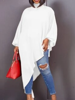 Women‘s Plus Size Curve T Shirt Dress Tee Dress Solid Color Turtleneck Ruched Long Sleeve Fall Spring Casual Maxi Long Dress Casual Daily Dress