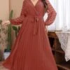 Women's Plus Size Prom Dress Party Dress Wedding Guest Dress Long Dress Maxi Dress Red Long Sleeve Pure Color Lace Up Fall Winter Autumn V Neck Fashion Winter Dress Evening Party Wedding Guest 2023 L