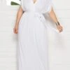 Women's Plus Size Party Dress Solid Color V Neck Short Sleeve Summer Spring Elegant Casual Prom Dress Maxi Long Dress Party Daily Dress
