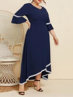Women's Plus Size Curve Casual Dress Swing Dress A Line Dress Plain Long Dress Maxi Dress 3/4 Length Sleeve Patchwork Plus High Low Crew Neck Fashion Outdoor Dark Blue Fall Winter XL XXL 3XL 4XL 16 Women's Plus Size Curve Casual Dress Swing Dress A Line Dress Plain Long Dress Maxi Dress 3/4 Length Sleeve Patchwork Plus High Low Crew Neck Fashion Outdoor Dark Blue Fall Winter XL XXL 3XL 4XL -HAYz Clothing Shop beople1695266921344