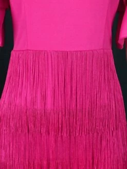Women's Plus Size Curve Party Dress Fringe Dress Sheath Dress Plain Midi Dress Short Sleeve Tassel Fringe Ruffle V Neck Fashion Party Fuchsia Fall Winter XL XXL 3XL 4XL -HAYz Clothing Shop betkdi1694151487482