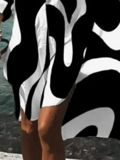 Women's Shirt Dress Casual Dress Shift Dress Midi Dress Daily Vacation Going Out Polyester Classic Casual Shirt Collar Rolled Cuff High Low Dress Long Sleeve Summer Spring Fall 2023 Loose Fit Black -HAYz Clothing Shop bgvitw1658223133457