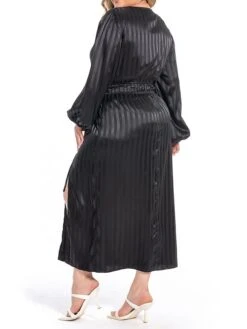 Women's Plus Size Curve Work Dress Satin Dress Black Dress Plain Midi Dress Long Sleeve Split V Neck Fashion Office Black Fall Winter L XL XXL 3XL 4XL 13 Women's Plus Size Curve Work Dress Satin Dress Black Dress Plain Midi Dress Long Sleeve Split V Neck Fashion Office Black Fall Winter L XL XXL 3XL 4XL -HAYz Clothing Shop bhmppo1694772910484