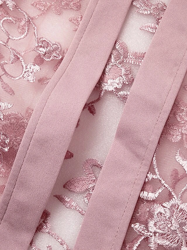 Women's Lace Dress Dress Set Two Piece Dress Midi Dress Pink Half Sleeve Pure Color Mesh Summer Spring Fall Crew Neck Fashion Office Wedding Guest 2023 S M L XL XXL 3XL 5 Women's Lace Dress Dress Set Two Piece Dress Midi Dress Pink Half Sleeve Pure Color Mesh Summer Spring Fall Crew Neck Fashion Office Wedding Guest 2023 S M L XL XXL 3XL - Image 5