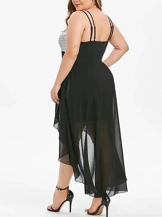 Women's Plus Size Prom Dress Party Dress Sequin Dress Long Dress Maxi Dress Black Wine Purple Sleeveless Pure Color Sequins Spring Fall Winter Spaghetti Strap Fashion Wedding Guest Birthday Evening 6 Women's Plus Size Prom Dress Party Dress Sequin Dress Long Dress Maxi Dress Black Wine Purple Sleeveless Pure Color Sequins Spring Fall Winter Spaghetti Strap Fashion Wedding Guest Birthday Evening - Image 6