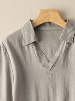 Women's Casual Dress Cotton Linen Dress A Line Dress Midi Dress Cotton Blend Basic Casual Outdoor Vacation Shirt Collar Pocket Short Sleeve Summer Spring 2023 Regular Fit Red Green Gray Plain M L XL -HAYz Clothing Shop bidffi1682673452265