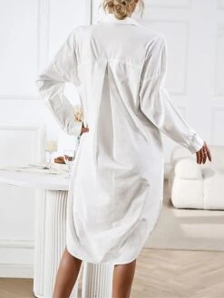 Women's Casual Dress Work Dress Shift Dress Mini Dress Outdoor Office Business Cotton Classic Modern Shirt Collar Button Pocket Long Sleeve Summer Spring Fall 2023 Loose Fit Black White Blue Pure -HAYz Clothing Shop bjuujy1688542176421