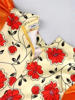 Women‘s Plus Size Curve Party Dress Cocktail Dress Wedding Guest Dress Midi Dress Orange 3/4 Length Sleeve Floral Print Spring Fall Winter Crew Neck Fashion Winter Dress Wedding Guest Vacation 2023 -HAYz Clothing Shop boqovv1692179219999
