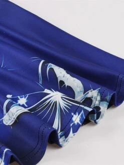 Women's Plus Size Retro 1950s Vintage Dress Midi Dress Daily Holiday Backless Print Floral Spaghetti Strap Sleeveless Regular Fit Spring Fall 2023 Blue XL XXL 3XL 4XL -HAYz Clothing Shop bqandd1693533790153