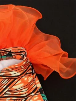 Women's Plus Size Curve Party Dress Bodycon Sheath Dress Floral Geometric Midi Dress Sleeveless Mesh Backless Strapless Fashion Party Orange Fall Winter XL XXL 3XL 4XL -HAYz Clothing Shop bqdwgg1694425970664