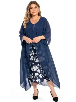 Women's Plus Size Curve Work Dress Floral V Neck Ruched 3/4 Length Sleeve Spring Summer Work Elegant Midi DressLayered Formal Vacation Dress 23 Women's Plus Size Curve Work Dress Floral V Neck Ruched 3/4 Length Sleeve Spring Summer Work Elegant Midi DressLayered Formal Vacation Dress -HAYz Clothing Shop brvbyo1694765021142
