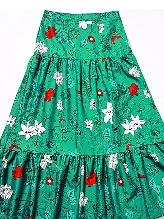 Women's Dress Set Two Piece Dress Skirt Set Long Dress Maxi Dress Yellow Green Sleeveless Floral Backless Summer Spring Spaghetti Strap Vacation 2023 S M L XL XXL 3XL 6 Women's Dress Set Two Piece Dress Skirt Set Long Dress Maxi Dress Yellow Green Sleeveless Floral Backless Summer Spring Spaghetti Strap Vacation 2023 S M L XL XXL 3XL - Image 6