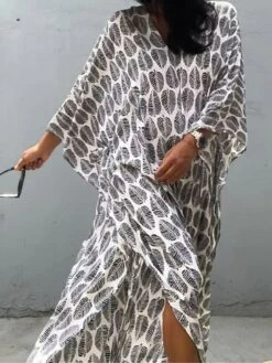 Women's Casual Dress Cotton Linen Dress A Line Dress Maxi Long Dress Polyester Fashion Casual Outdoor Daily Vacation V Neck Print 3/4 Length Sleeve Spring Fall Winter 2023 Loose Fit White Leaf 10 Women's Casual Dress Cotton Linen Dress A Line Dress Maxi Long Dress Polyester Fashion Casual Outdoor Daily Vacation V Neck Print 3/4 Length Sleeve Spring Fall Winter 2023 Loose Fit White Leaf -HAYz Clothing Shop bsvzzu1692266338633