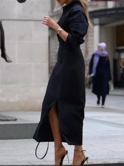 Women's Two Piece Dress Set Shirt Dress Casual Dress Outdoor Office Fashion Basic Button Split Maxi Long Dress Shirt Collar Long Sleeve Plain Loose Fit Black Spring Fall S M L XL 2XL 5 Women's Two Piece Dress Set Shirt Dress Casual Dress Outdoor Office Fashion Basic Button Split Maxi Long Dress Shirt Collar Long Sleeve Plain Loose Fit Black Spring Fall S M L XL 2XL -HAYz Clothing Shop btocsy1691473350710