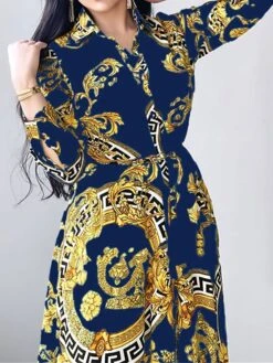 Women's Shirt Dress Casual Dress Swing Dress Maxi Long Dress Outdoor Daily Vacation Polyester Fashion Elegant Shirt Collar Lace Up Button Long Sleeve Spring Fall Winter 2023 Loose Fit ArmyGreen Red -HAYz Clothing Shop bwbbom1695027665416