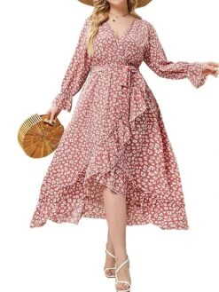 Women's Plus Size Curve Work Dress Swing Dress Semi Formal Dress Fashion Midi Dress Lace Up Ruffle V Neck Long Sleeve Floral Loose Fit Pink Fall Winter L XL XXL 3XL 4XL 11 Women's Plus Size Curve Work Dress Swing Dress Semi Formal Dress Fashion Midi Dress Lace Up Ruffle V Neck Long Sleeve Floral Loose Fit Pink Fall Winter L XL XXL 3XL 4XL -HAYz Clothing Shop bwmoby1693300510770