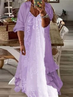 Women‘s Plus Size Curve Two Piece Dress Casual Dress Floral V Neck Maxi Dress Print Half Sleeve Fall Spring Dress Casual Daily Vacation Dress -HAYz Clothing Shop bxdfso1649760913094