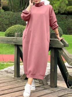 Women‘s Plus Size Curve Sweatshirt Dress Solid Color Stand Collar Long Sleeve Winter Fall Casual Classic Maxi Long Dress Daily Vacation Dress 12 Women‘s Plus Size Curve Sweatshirt Dress Solid Color Stand Collar Long Sleeve Winter Fall Casual Classic Maxi Long Dress Daily Vacation Dress -HAYz Clothing Shop bxwmpl1668235020471